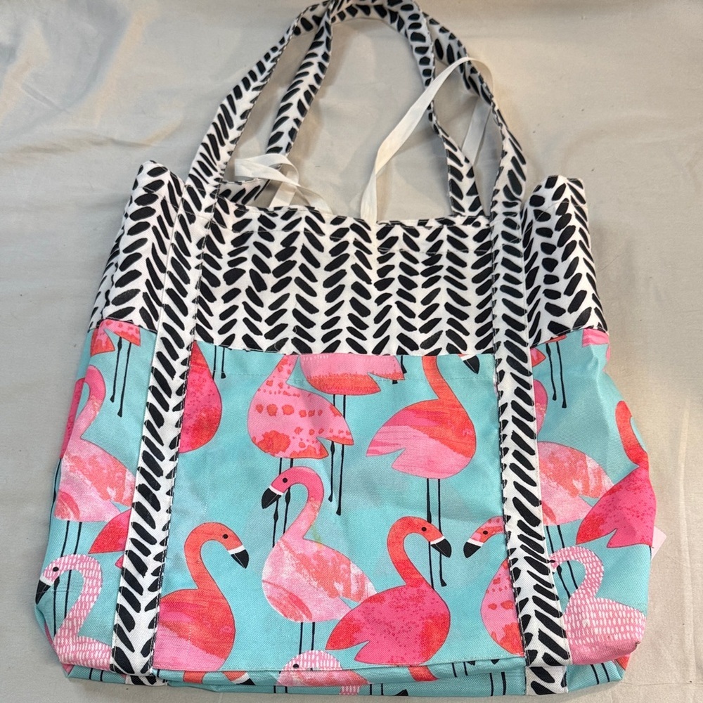 โญ๏ธ Flamingo Print Tote Bag - Pink and Blue